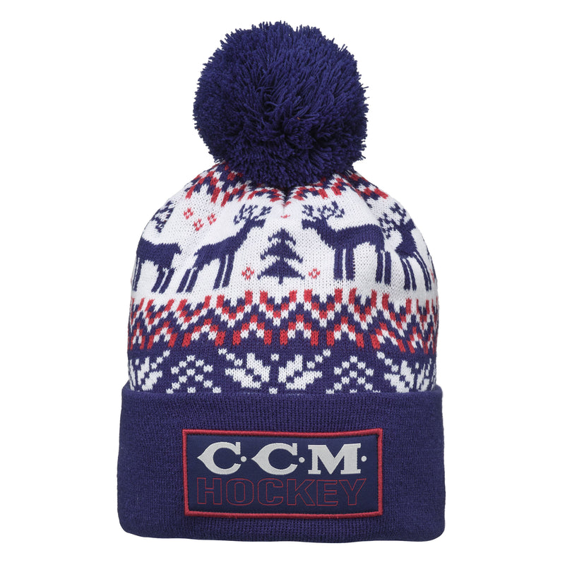 CCM Holiday Pom Knit Toque Apparel CCM OSFA Navy Reindeer