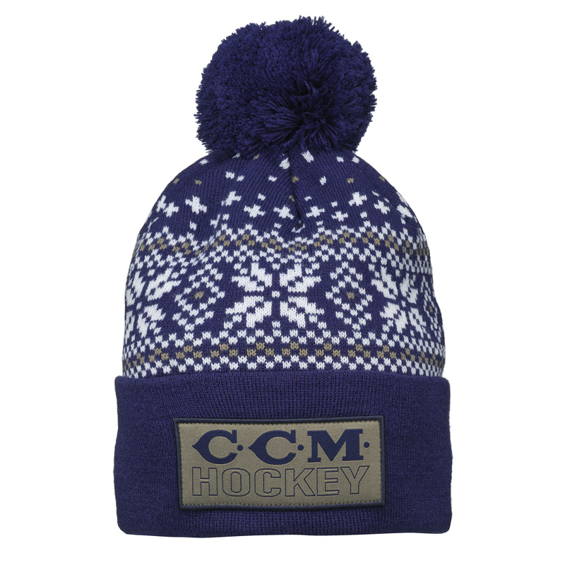 CCM Holiday Pom Knit Toque Apparel CCM OSFA Navy Snowflake