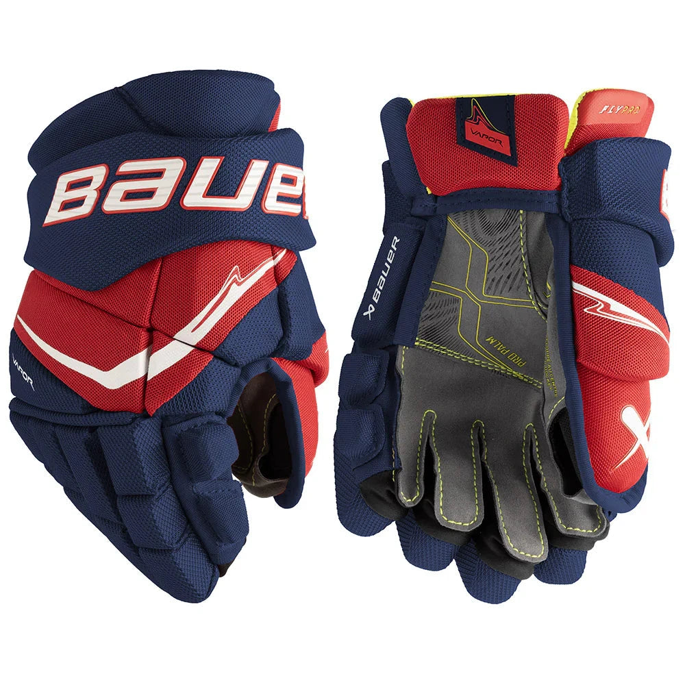 S25 Bauer Vapor FlyPro Jr Glove Gloves Bauer Navy/Red/White 10" 
