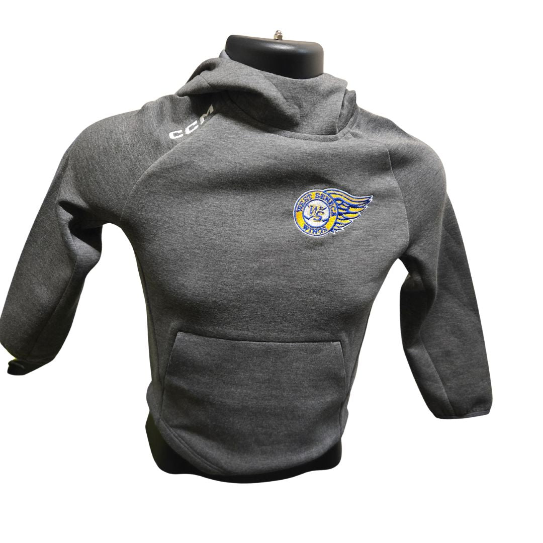 West Seneca Wings Grey CCM Tech Fleece Hoodie Apparel CCM Youth XS 