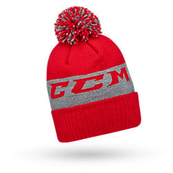 CCM Team Fleece Pom Knit Hat '22 Hats CCM Red Adult 